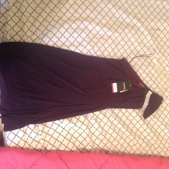 One shoulder purple dress