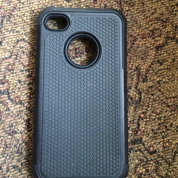 Iphone 4 2 layer rubber and plastic black case