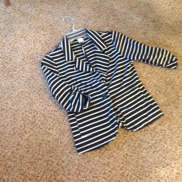 Black and white striped blazer