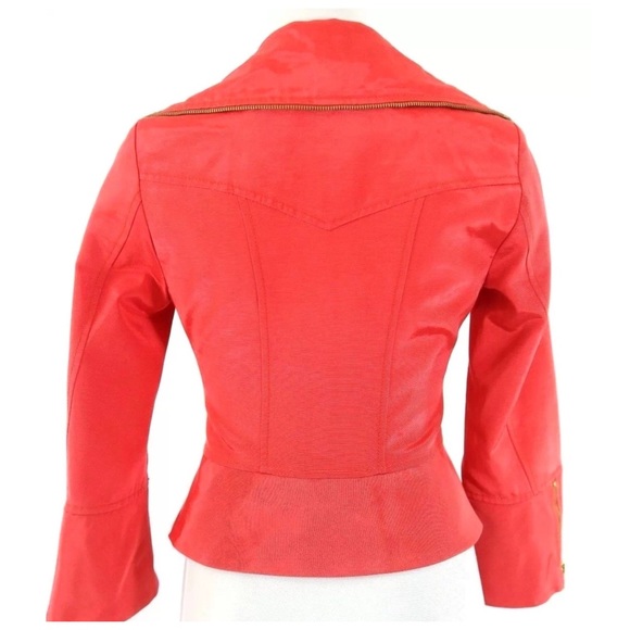 Yoanna Baraschi Coral Pink Grommet Moto Jacket 0 - Picture 2 of 4