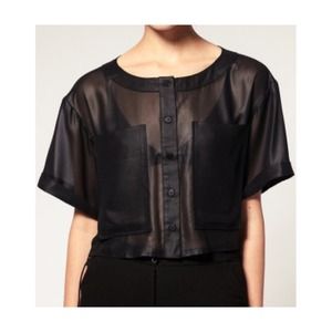 ASOS sheer black crop top with back lace