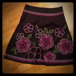 Brown flowered skirt