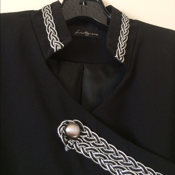 Black military style jacket with silver trim. - Picture 3 of 4