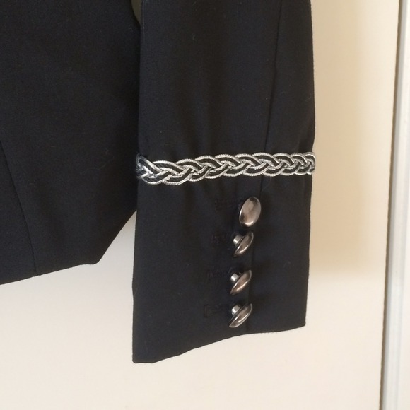 Black military style jacket with silver trim. - Picture 4 of 4