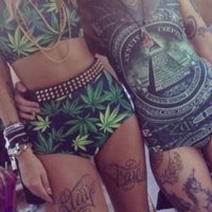 Weed bath suit bottoms