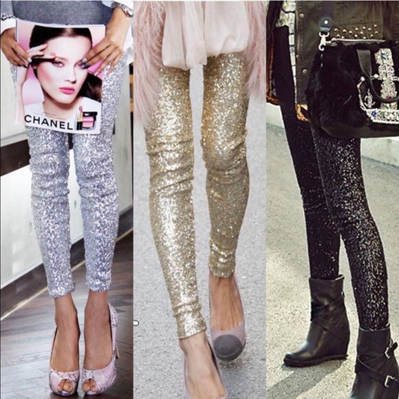 βΌοΈLAST 1βΌοΈThe BROOKLYN sequin leggings - GOLD - Picture 2 of 4