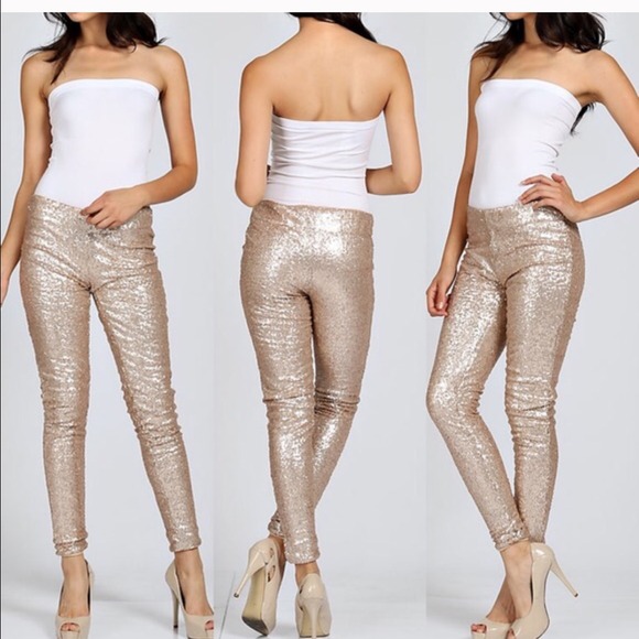 βΌοΈLAST 1βΌοΈThe BROOKLYN sequin leggings - GOLD - Picture 3 of 4