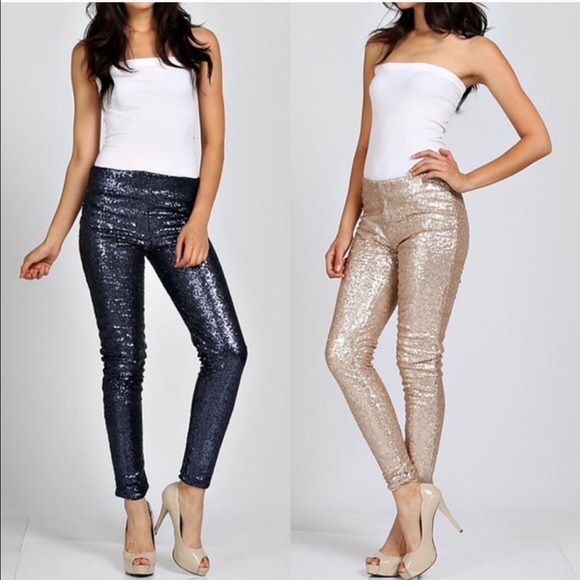 βΌοΈLAST 1βΌοΈThe BROOKLYN sequin leggings - GOLD - Picture 4 of 4