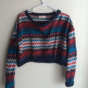 patterned crop top sweater.