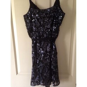 EXPRESS BLUE SEQUENCE PARTY DRESS WITH BELT