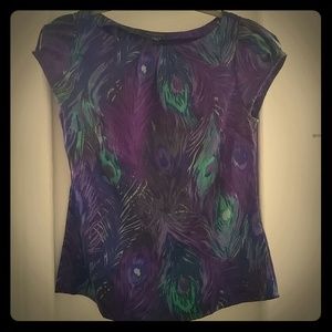 Banana Republic Peacock Feather Printed Blouse