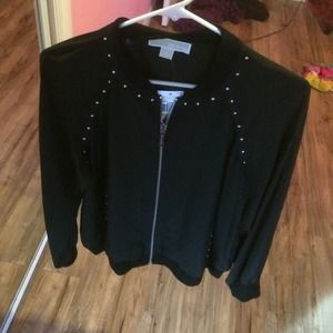 Michael kors studded long sleeve zip up