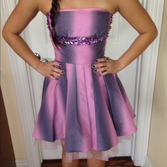 Betsey Johnson grey & pink party dress.