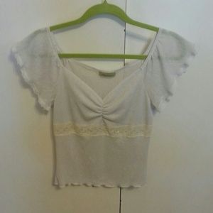 Ruffled White V-neck