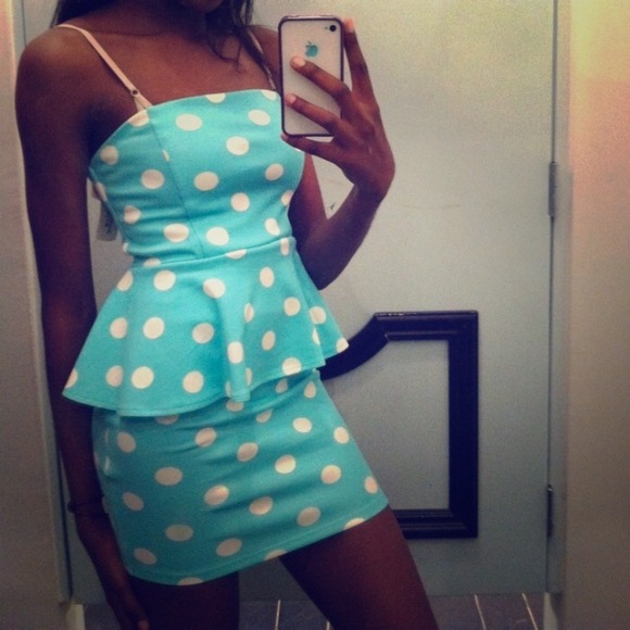 Light blue Peplum dress - Picture 1 of 3