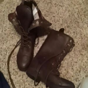 Papaya combat boots