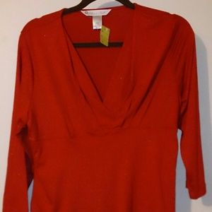 Red sparkly v-neck top