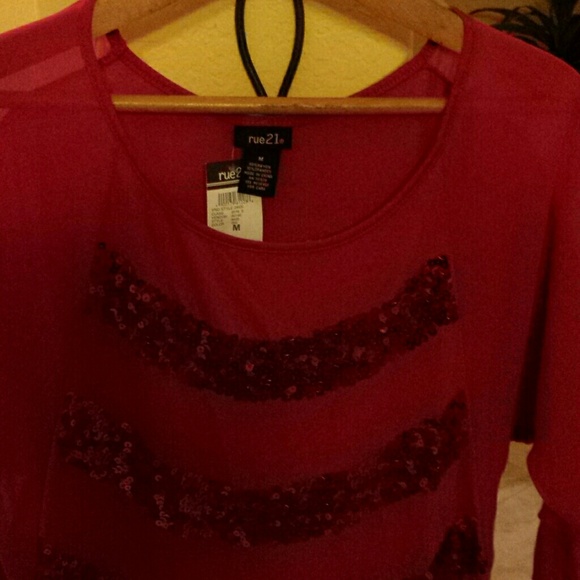 Red Top with red sequence - Picture 2 of 3