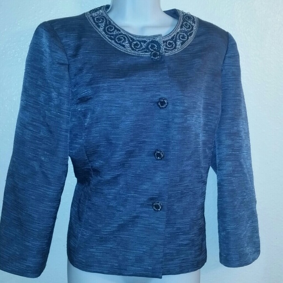 Equisite Hand Beaded Neckline Blazer