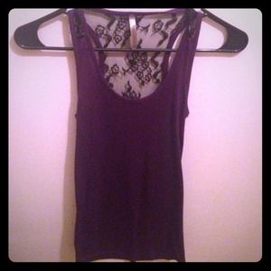 Purple tank top with flower lacing