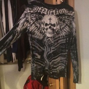 Affliction skull long sleeve size medium