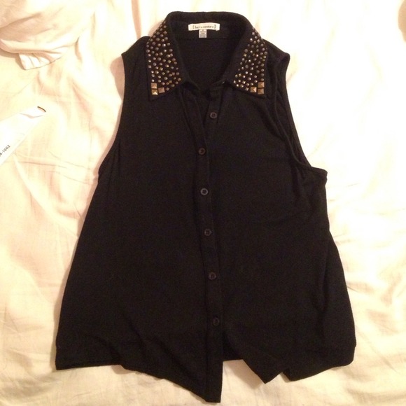 Lucca Couture black studded collar top