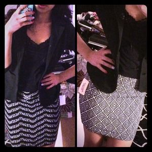 2 black & white patterned skirts