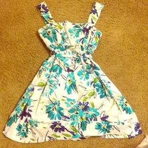 Blue green floral summer/sun dress