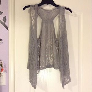 Grey lace vest