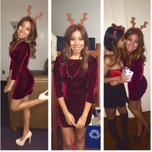 Wine red VELVET dress!