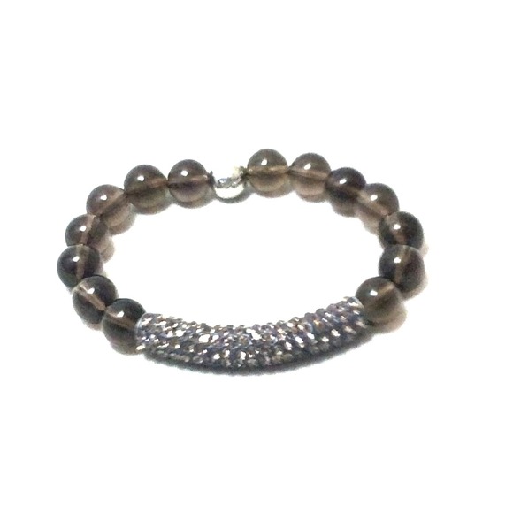 Smokey Quartz hand made with Rhinestone bar