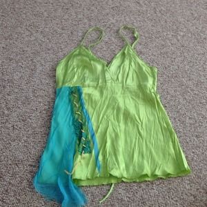 Green silk top