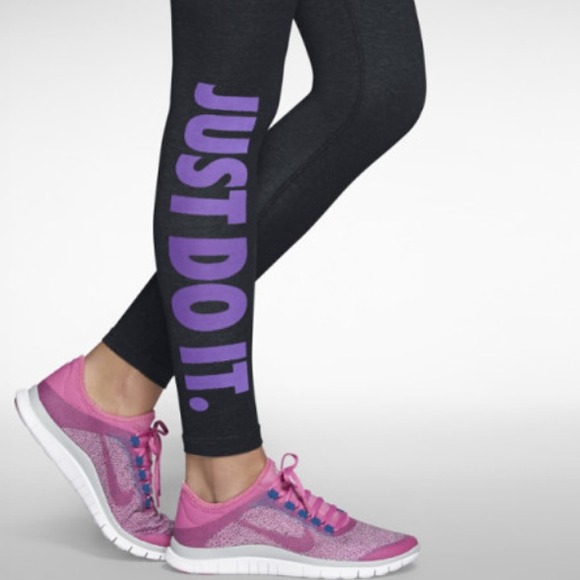 Nike Pants - ⚡️SALE⚡️Nike Black logo leggings with purple logo