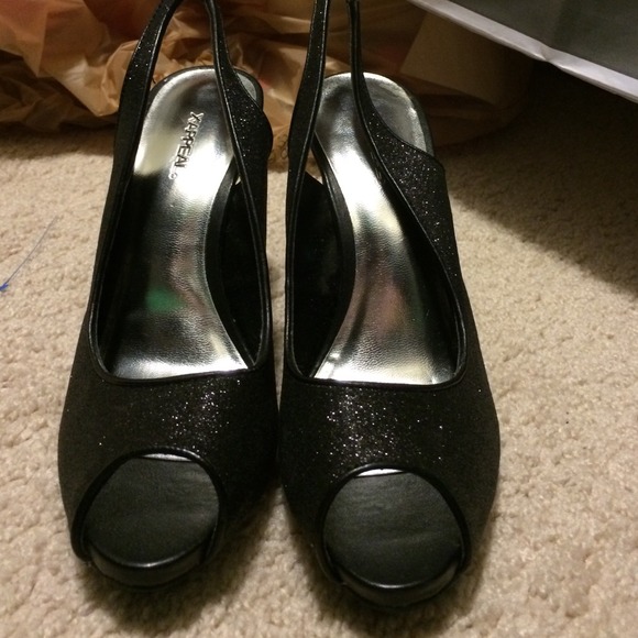 Black sparkle sling backs!