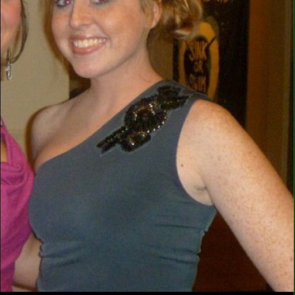 One shoulder top with beaded embellishments