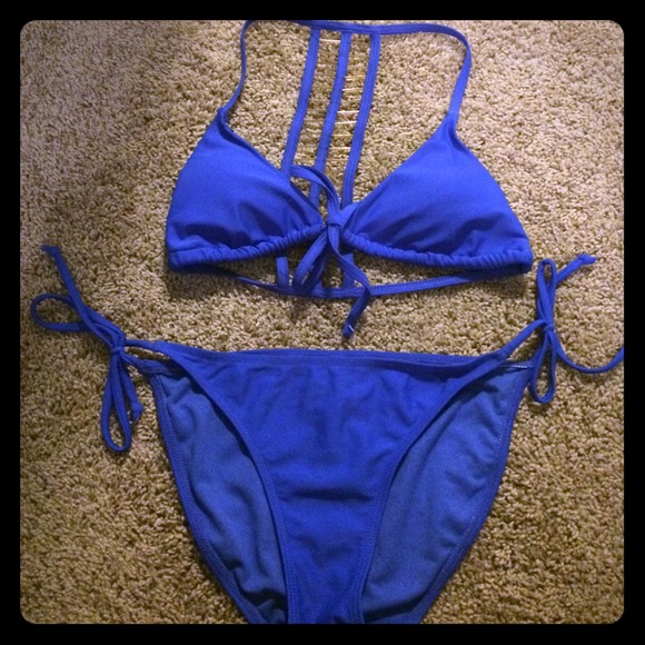 Royal blue ladder back swim