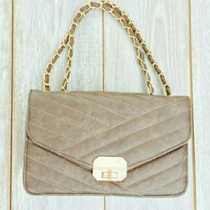 Dark Brown Faux Leather Shoulder Bag