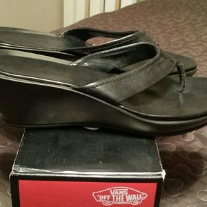Black wedge sandals
