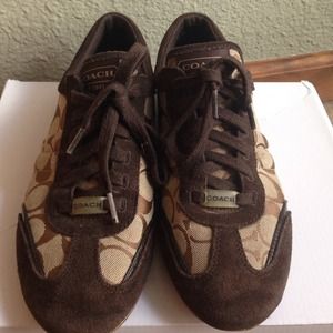 Coach brown leather sneakers