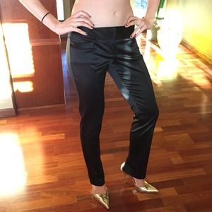 Black satin express pants