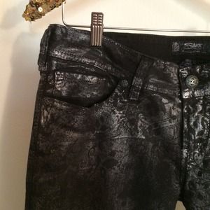 Silver Jeans Jeans - Floral Metallic Silver Skinny Jeans Silver Jeans Jeans - Floral Metallic Silver Skinny Jeans