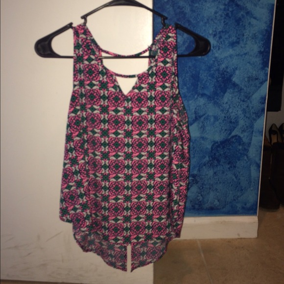 Pink and green printed summer top