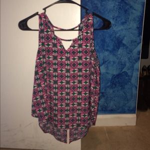 Pink and green printed summer top