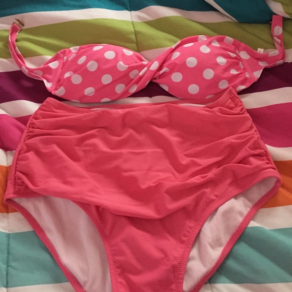 Other - Pink Polka Dot High Waist Swim Suit🎀