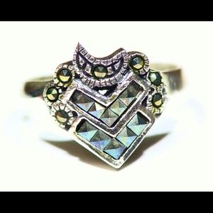 Size 6 .925 Sterling Silver Marcasite Ring