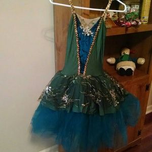 Blue and green ballet costume