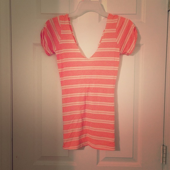TopShop Orange Stripe Open Back Top