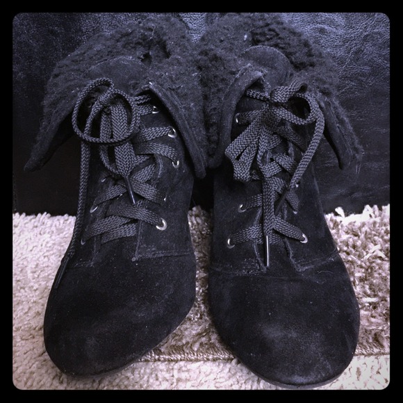 Black bootie wedges