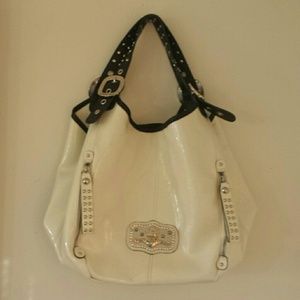 White with black trim handbag