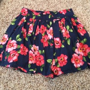 Navy skirt with floral designs